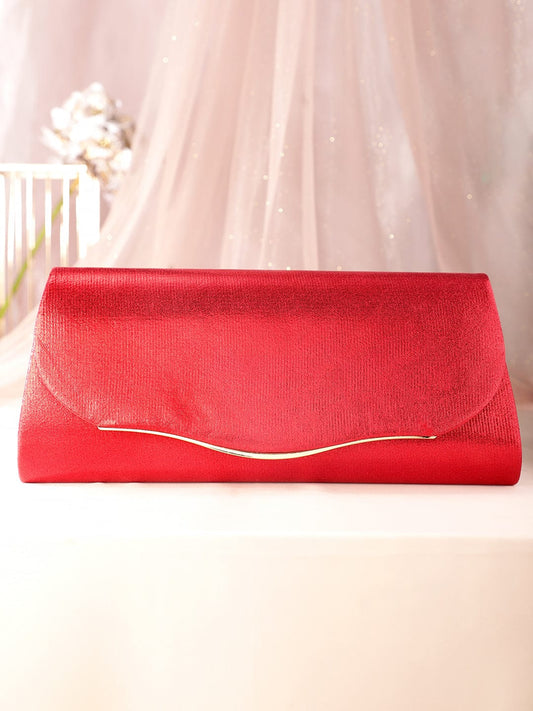 Rubans Fiery Opulence Red Textured Glossy Clutch Bag Red