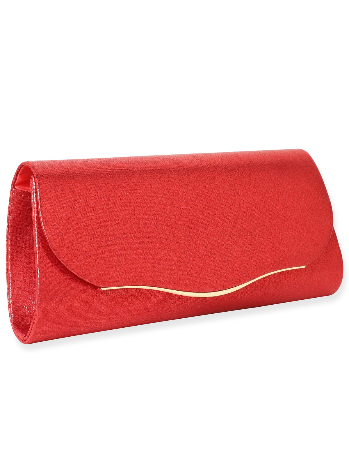 Rubans Fiery Opulence Red Textured Glossy Clutch Bag Red