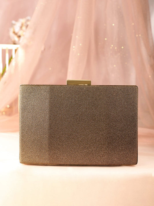 Rubans Gilded Glamour Handcrafted Shimmery Clutch Bag Brown