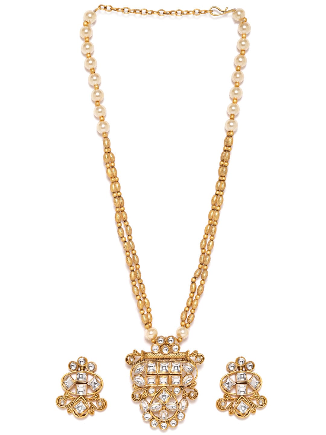 Golden Silhouette in Ivory Kundan Necklace Set Gold