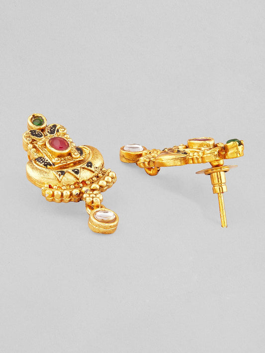 Gold Toned Mangalsutra With Earrings Gold
