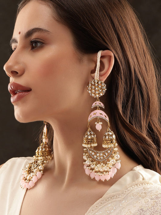 Rosy Glow Jhumka Chandbali Gold