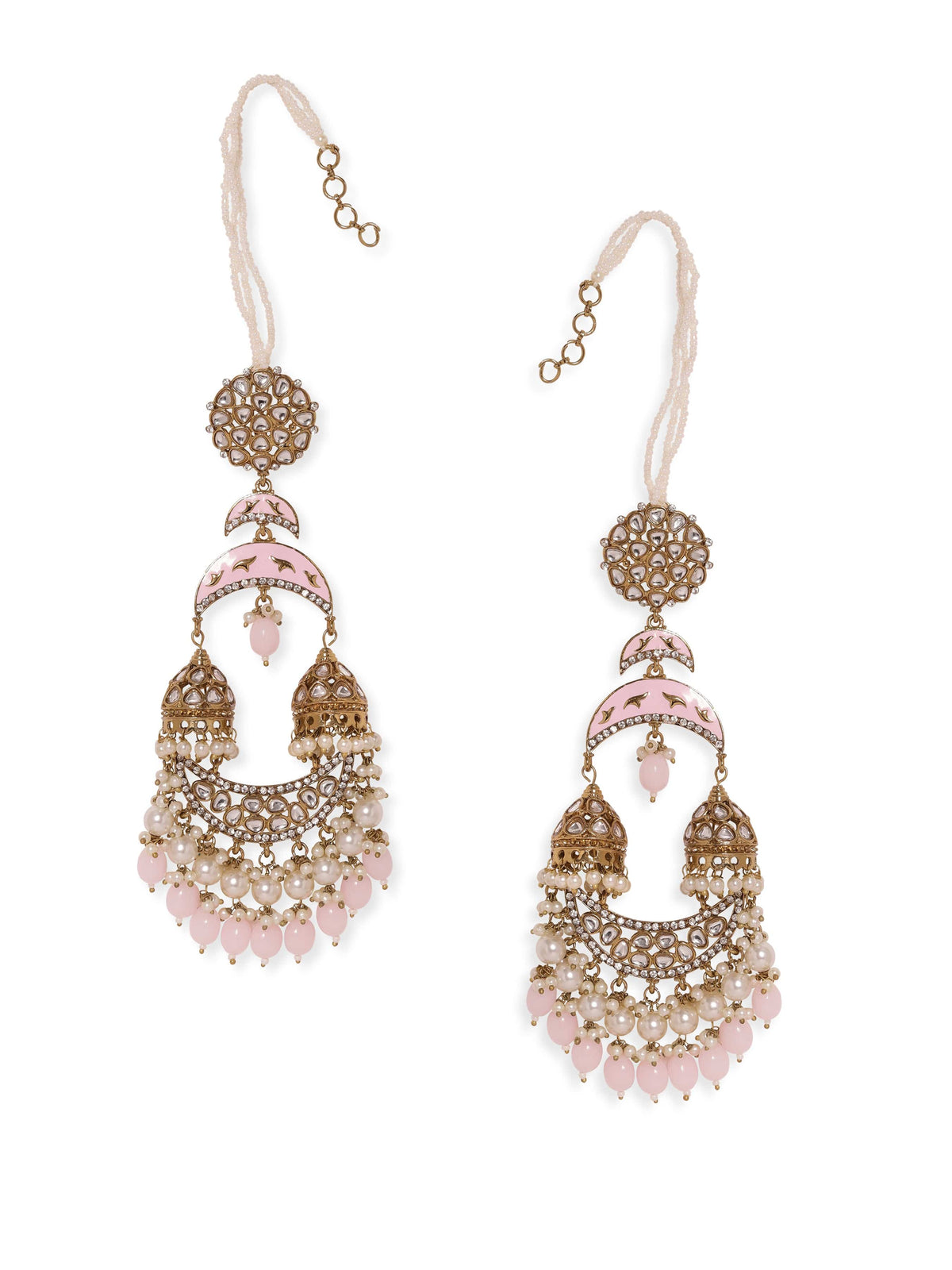 Rosy Glow Jhumka Chandbali Gold