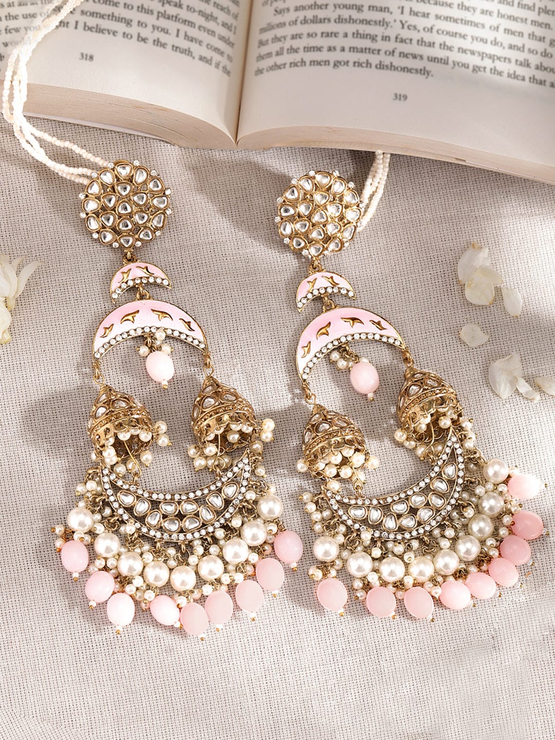Rosy Glow Jhumka Chandbali Gold