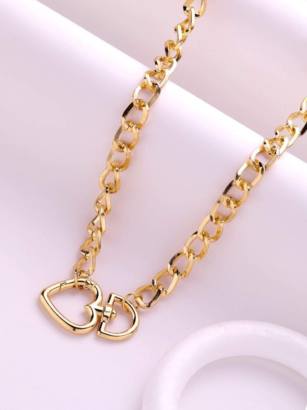 【Rubans】 Gold Plated Handcrafted Heart Shape Interlinked Chain Necklace｜ゴールドメッキ ハンドクラフト ハート インターリンク チェーンネックレス
