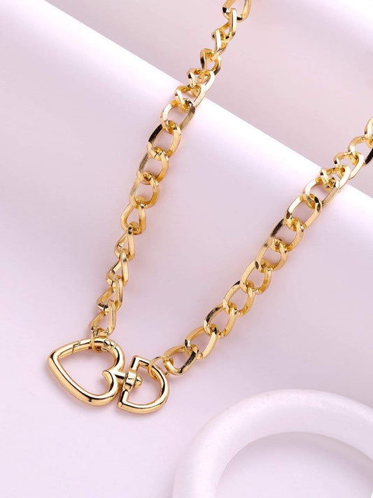 【Rubans】 Gold Plated Handcrafted Heart Shape Interlinked Chain Necklace｜ゴールドメッキ ハンドクラフト ハート インターリンク チェーンネックレス