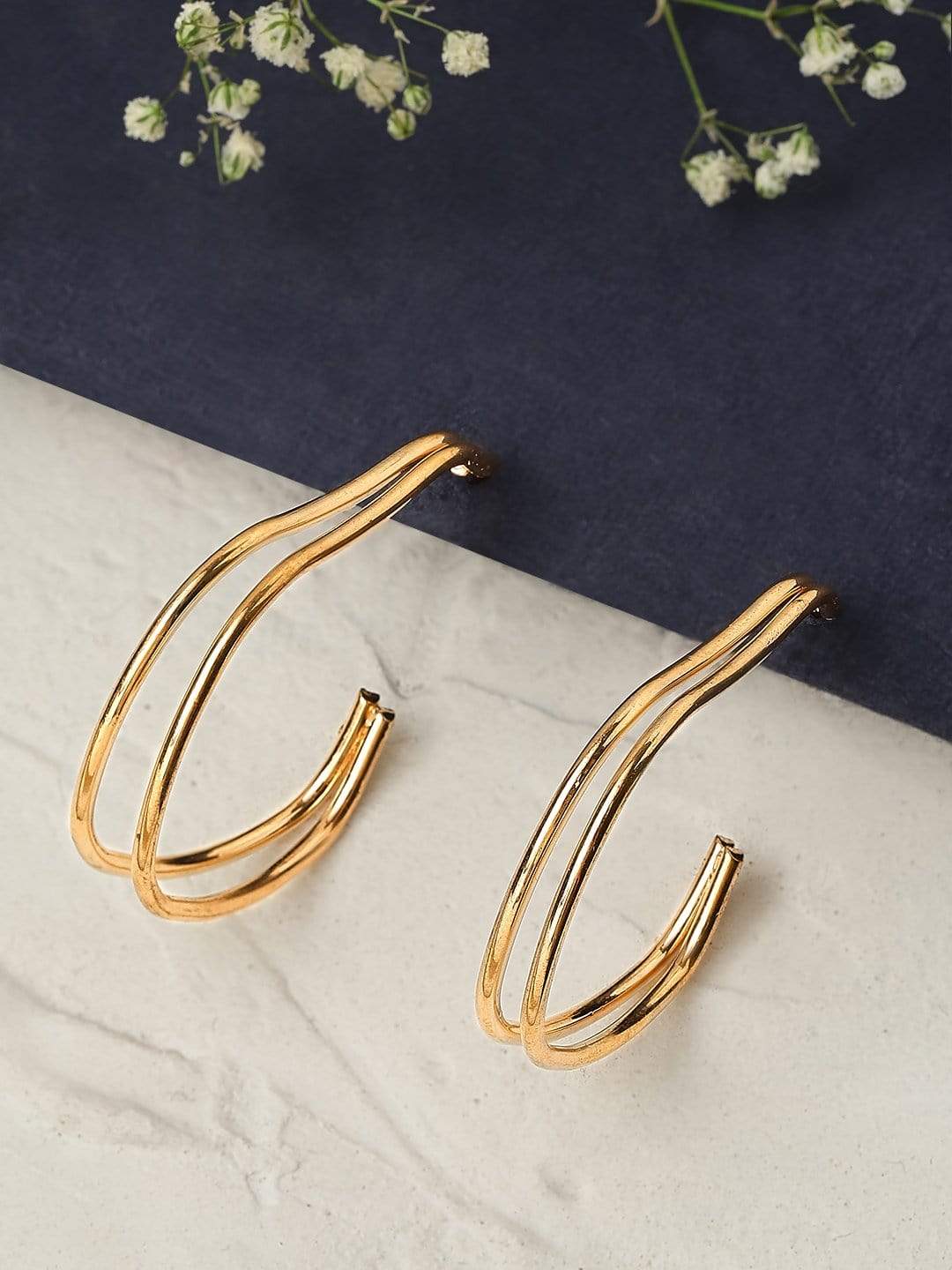 【Rubans】 Gold Plated Handcrafted Hoop Earrings｜ゴールドメッキ ハンドクラフト フープイヤリング