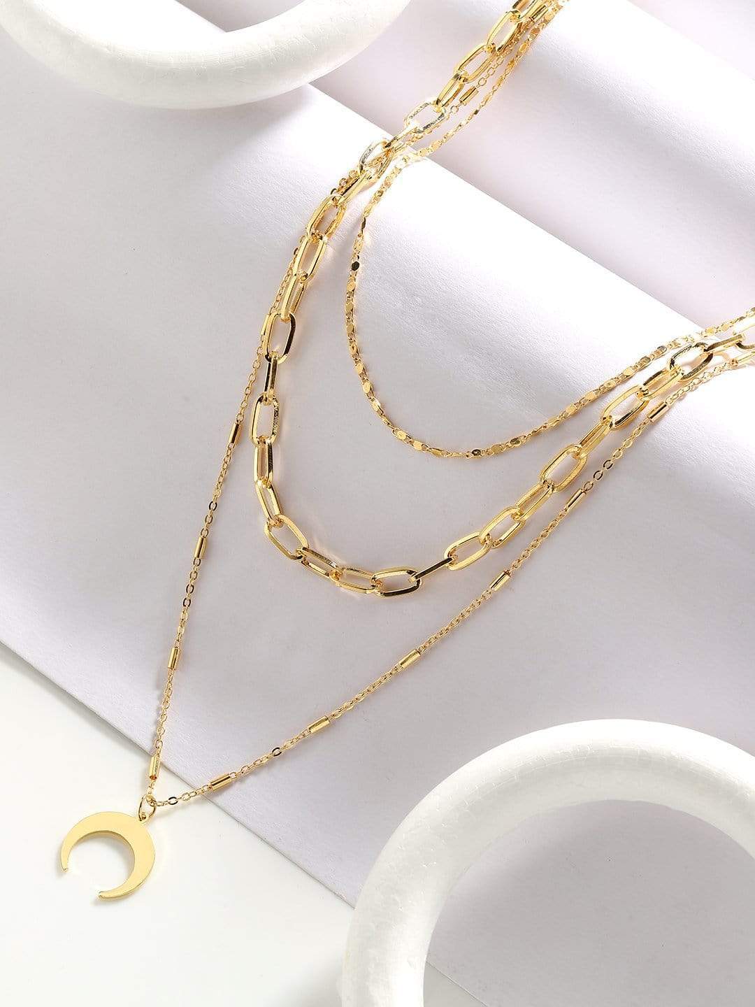 【Rubans】 Gold Plated Handcrafted Interlinked Multi Layer Chain Necklace｜ゴールドメッキ ハンドクラフト インターリンク マルチレイヤー チェーンネックレス
