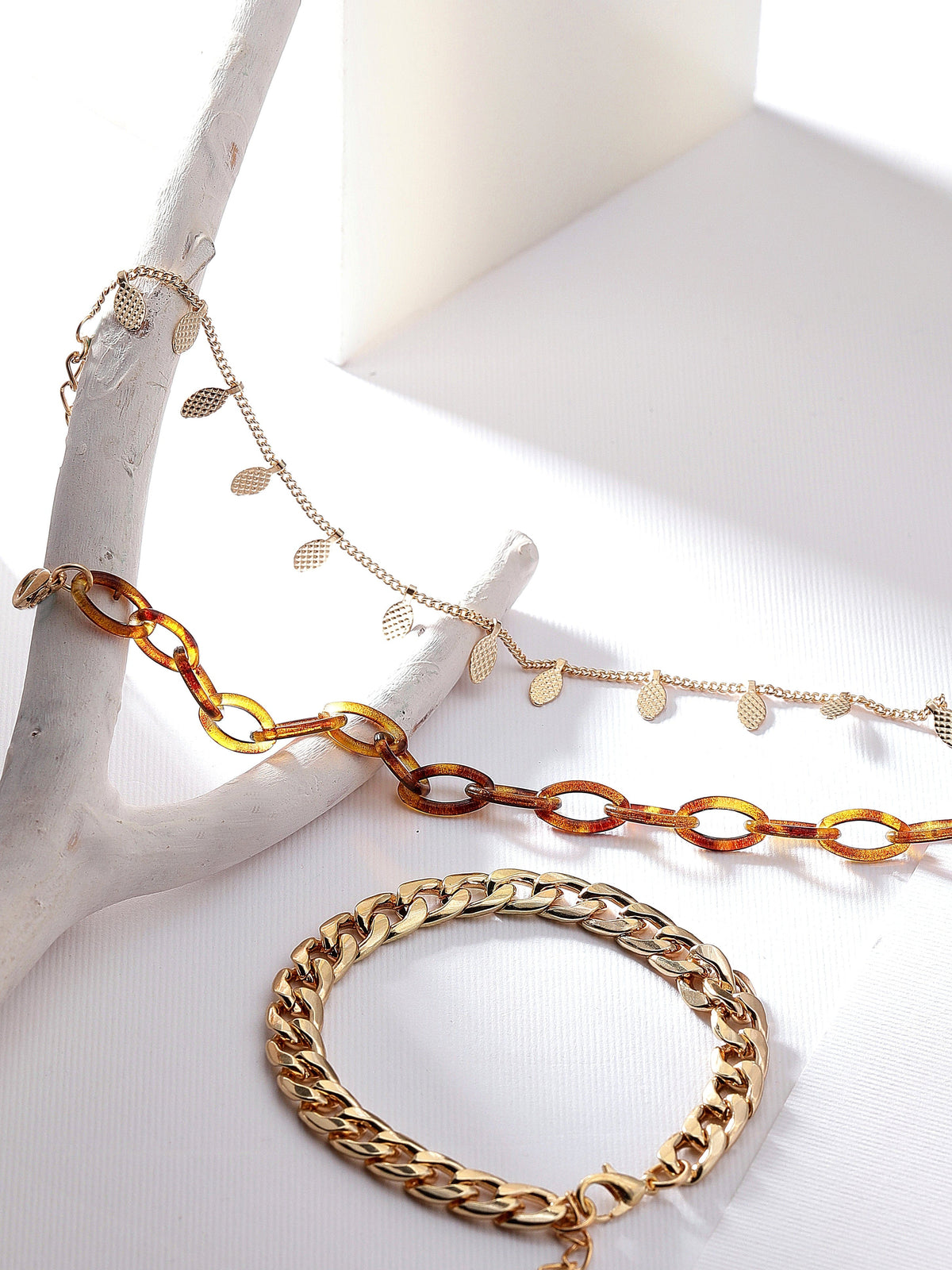 【Rubans】 Gold Plated Handcrafted Interlinked Set of 3 Bracelets｜ゴールドメッキ ハンドクラフト インターリンク ブレスレット 3本セット