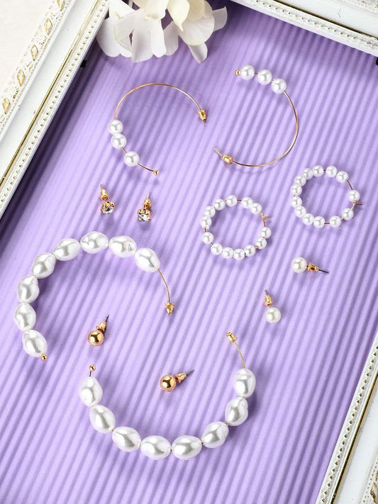 【Rubans】 Gold Plated Handcrafted Set of 6 Earrings｜ゴールドメッキ ハンドクラフト イヤリング 6組セット