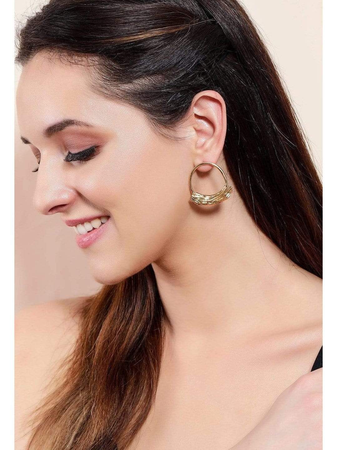 【Rubans】 Gold Plated Handcrafted Textured Drop Earrings｜ゴールドメッキ ハンドクラフト テクスチャード ドロップイヤリング
