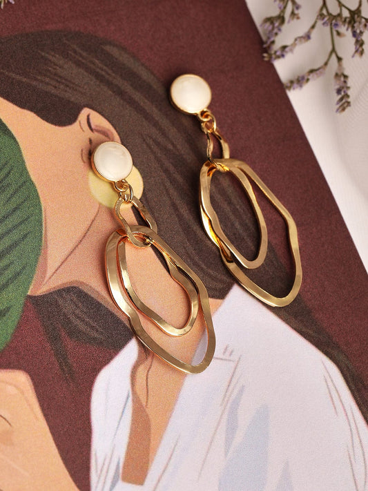 【Rubans】 Gold Plated Handcrafted White Pearl Drop Earrings｜ゴールドメッキ ハンドクラフト ホワイトパール ドロップイヤリング