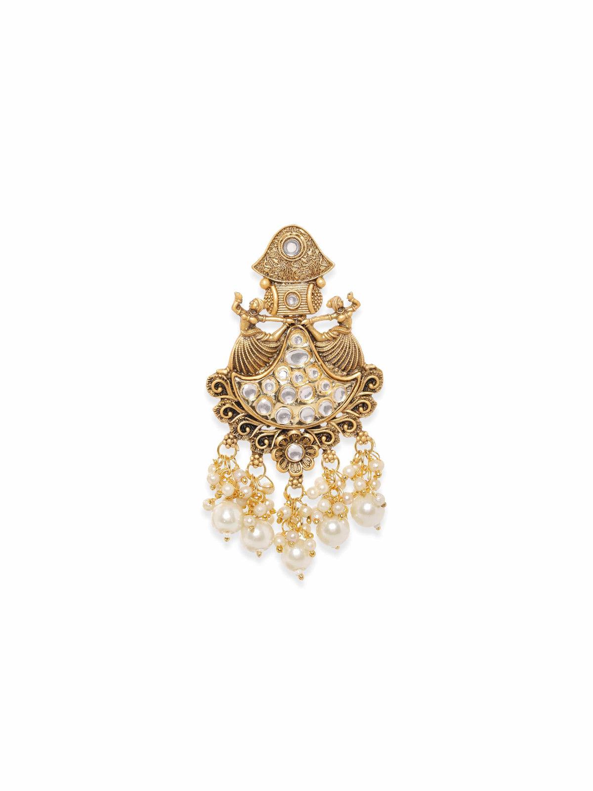 Heritage Dance Kundan Danglers White