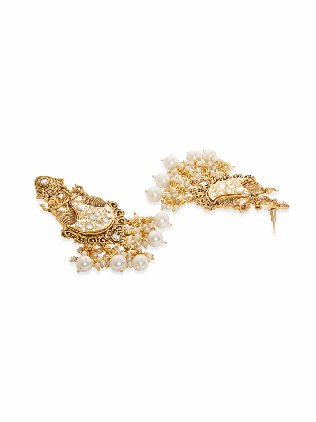 Heritage Dance Kundan Danglers White