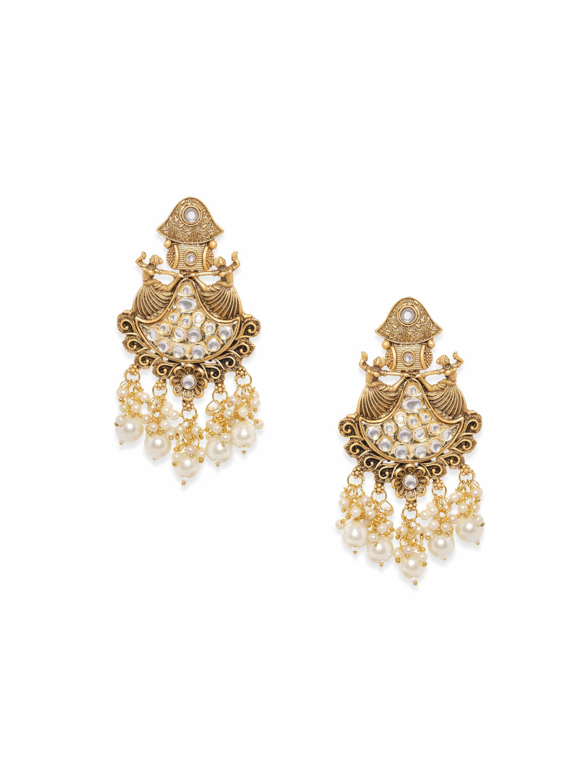 Heritage Dance Kundan Danglers White
