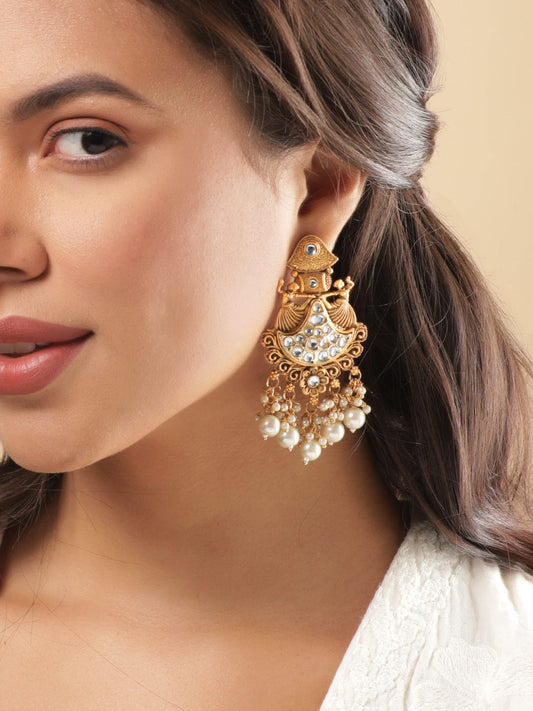 Heritage Dance Kundan Danglers White