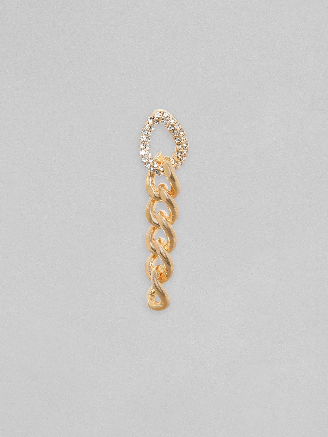 【Rubans】 Voguish Gold Toned Cuban Link Cubic Zirconia Drop Earrings｜ヴォーギッシュ ゴールドトーン キューバンリンク キュービックジルコニア ドロップイヤリング