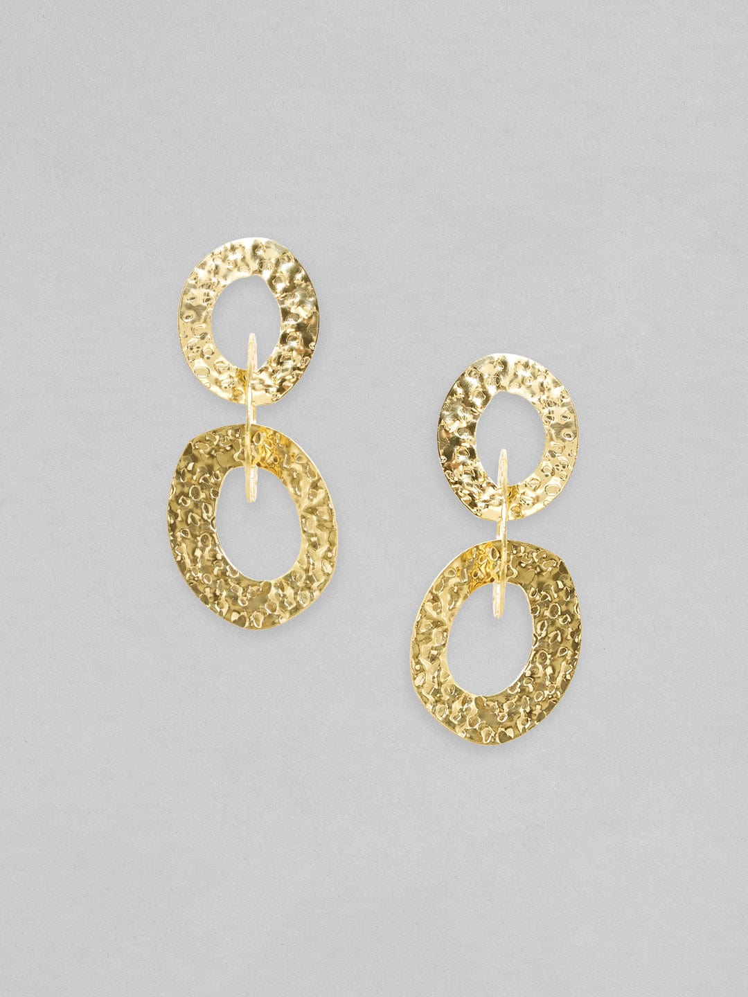 【Rubans】 Voguish Gold Toned Textured Cuban Link Dangle Earrings｜ヴォーギッシュ ゴールドトーン テクスチャード キューバンリンク ダングルイヤリング