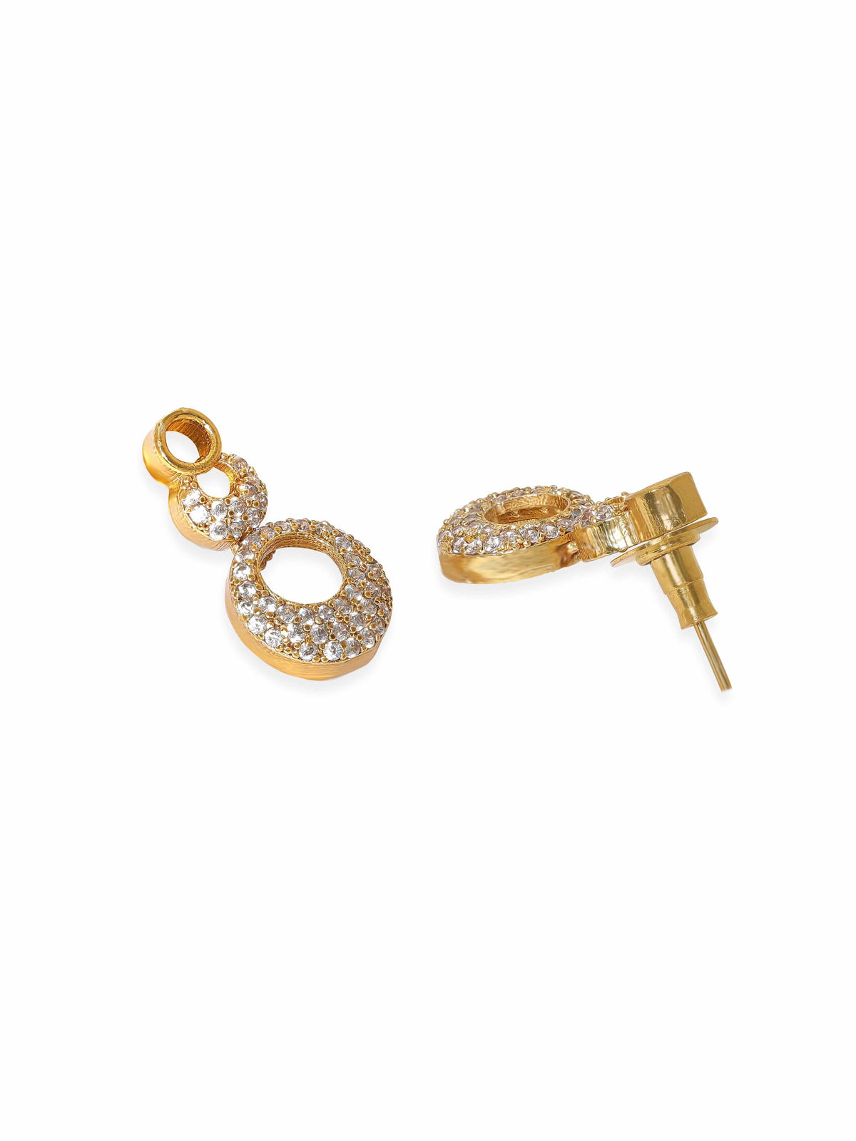American Diamond Zirconia Circular Motif Necklace Set Gold