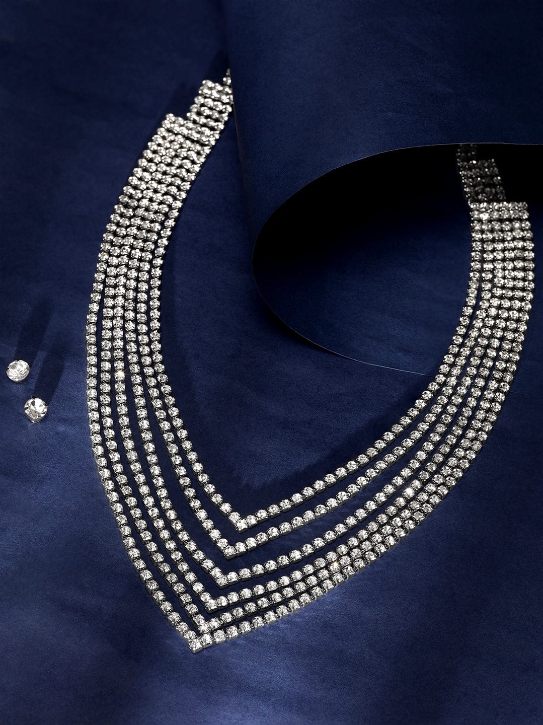 Silver Tone Layered Necklace Set Silver