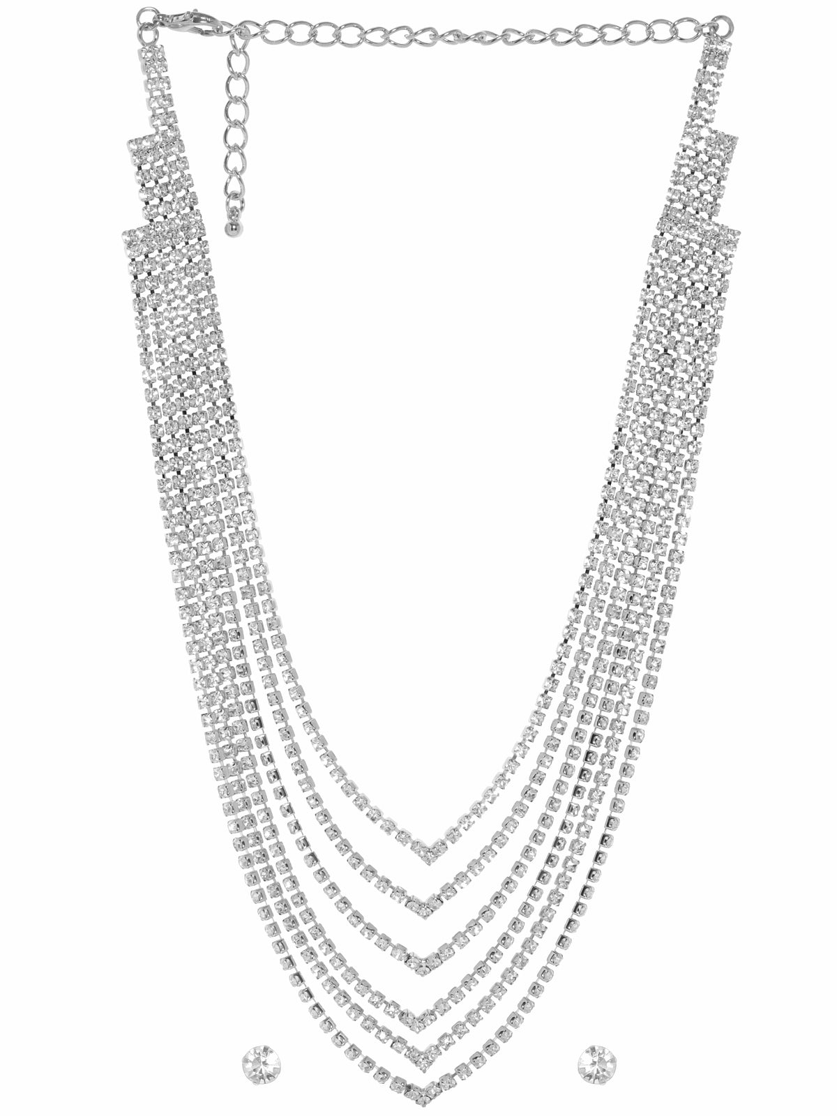 Silver Tone Layered Necklace Set Silver