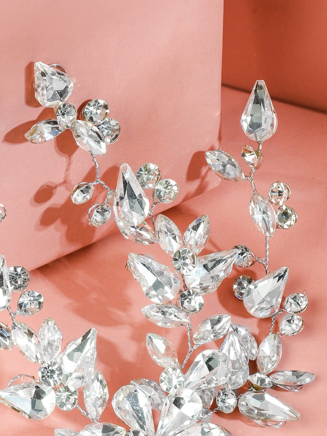 Silver Floral Crystal Side Hair Clip フリーサイズ