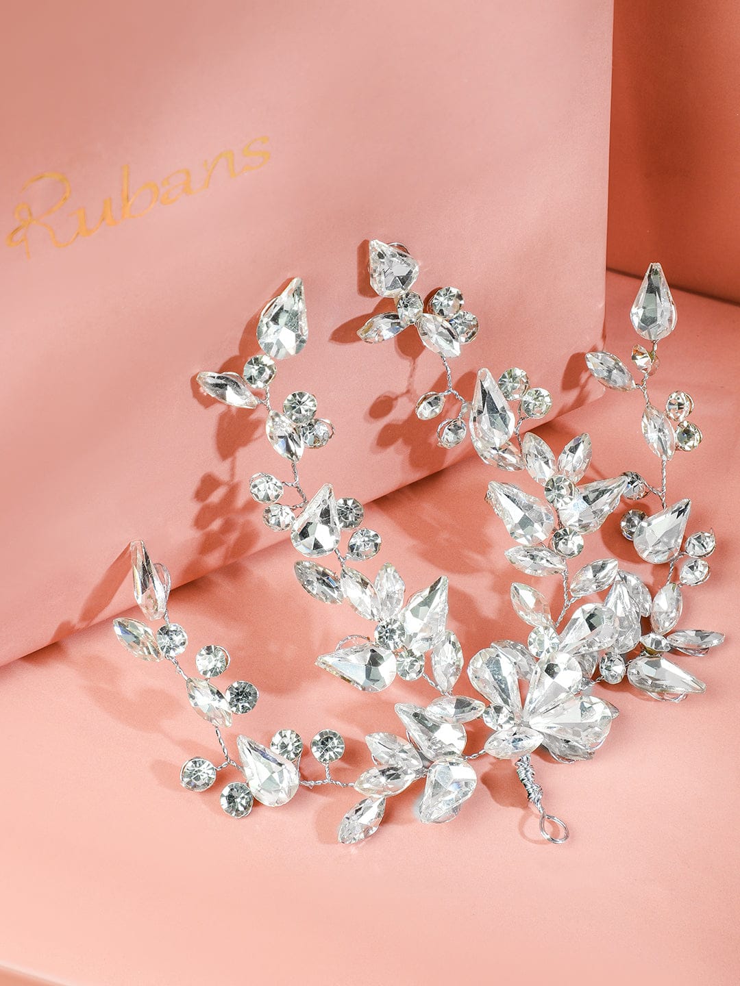 Silver Floral Crystal Side Hair Clip フリーサイズ