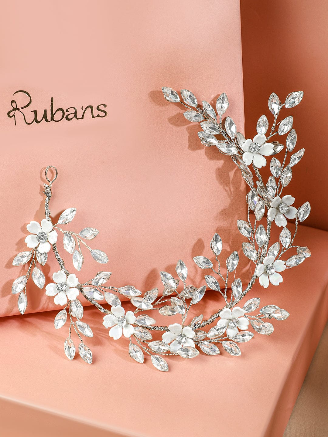 White Crystal with Pearls Hair Accessory フリーサイズ