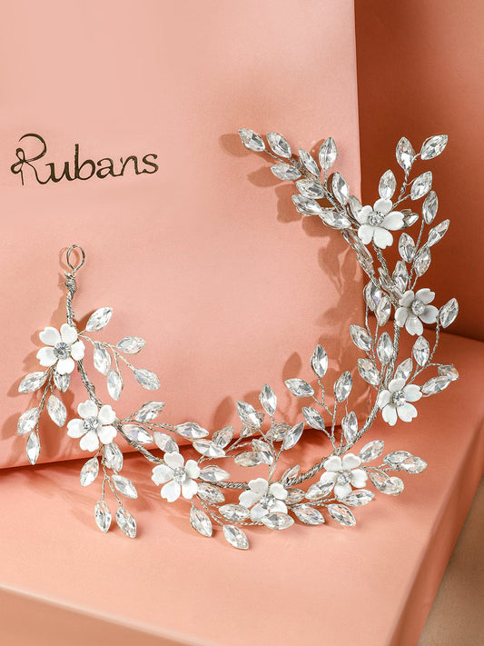 White Crystal with Pearls Hair Accessory フリーサイズ