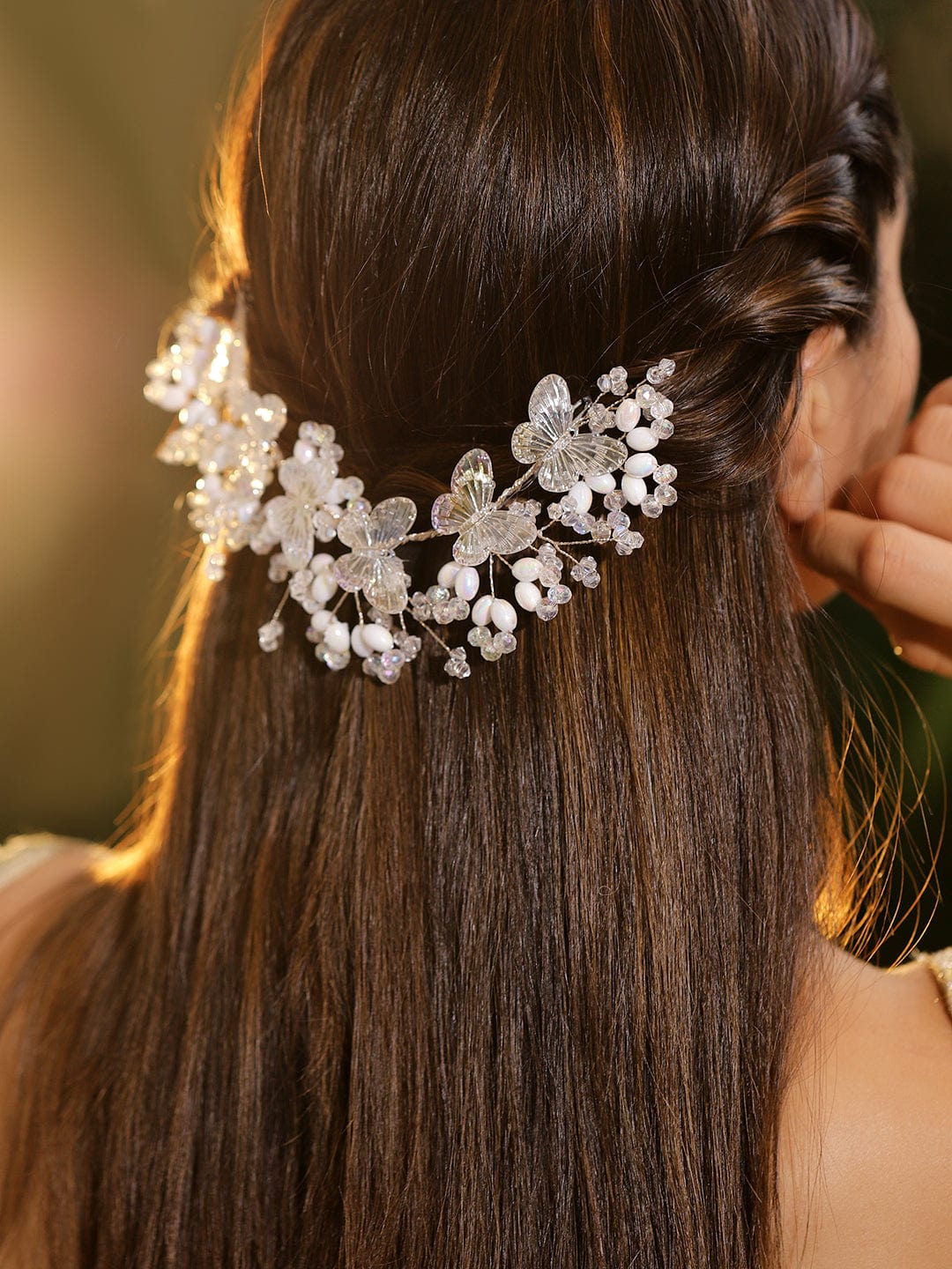 White Garden beaded hair accessory フリーサイズ