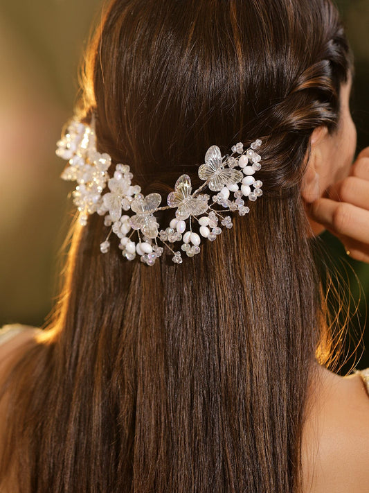 White Garden beaded hair accessory フリーサイズ