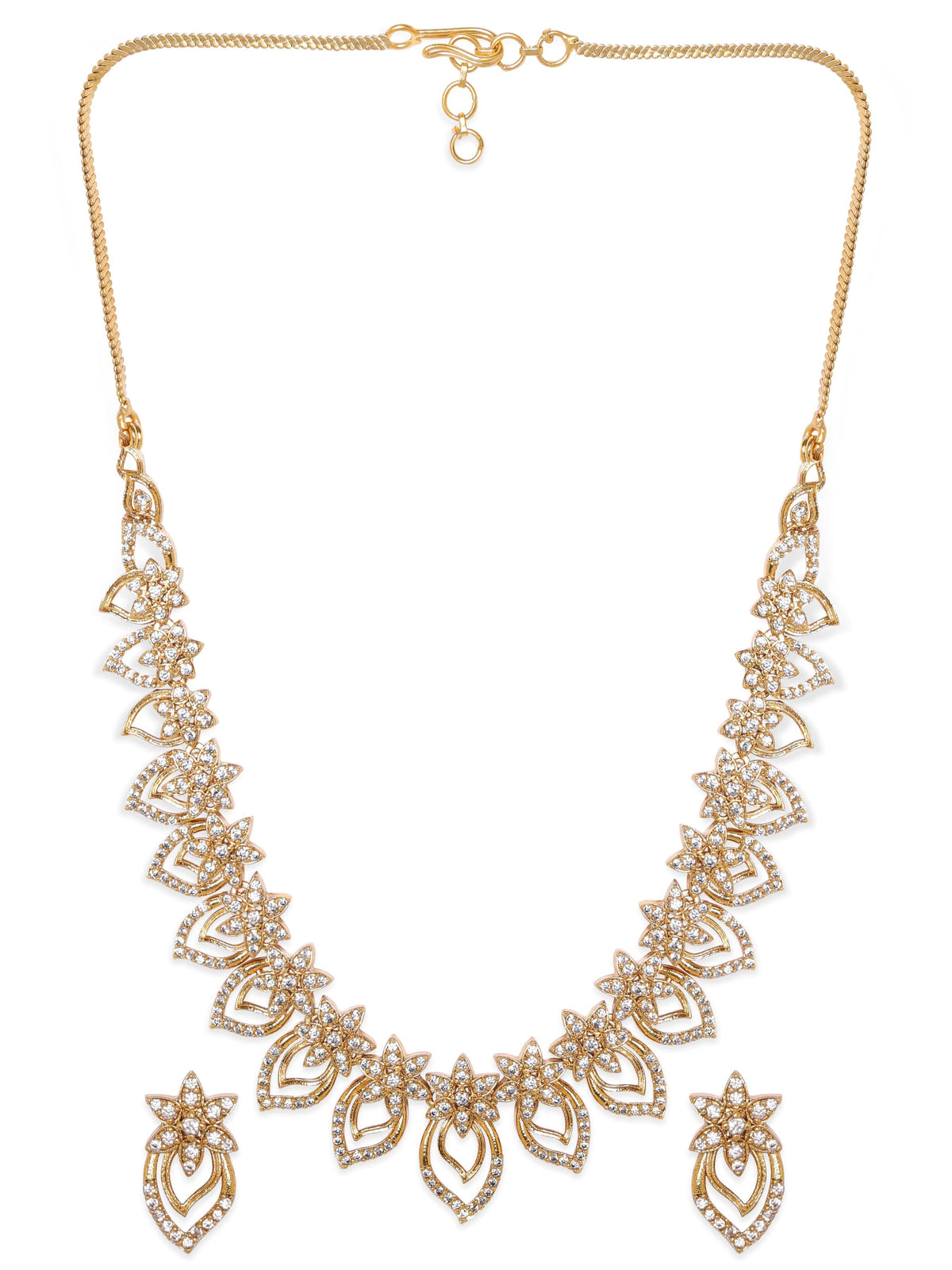【Rubans】 22K Gold Plated Kemp Crystal Floral Necklace Set｜22K ゴールドメッキ ケンプクリスタル フローラル ネックレスセット