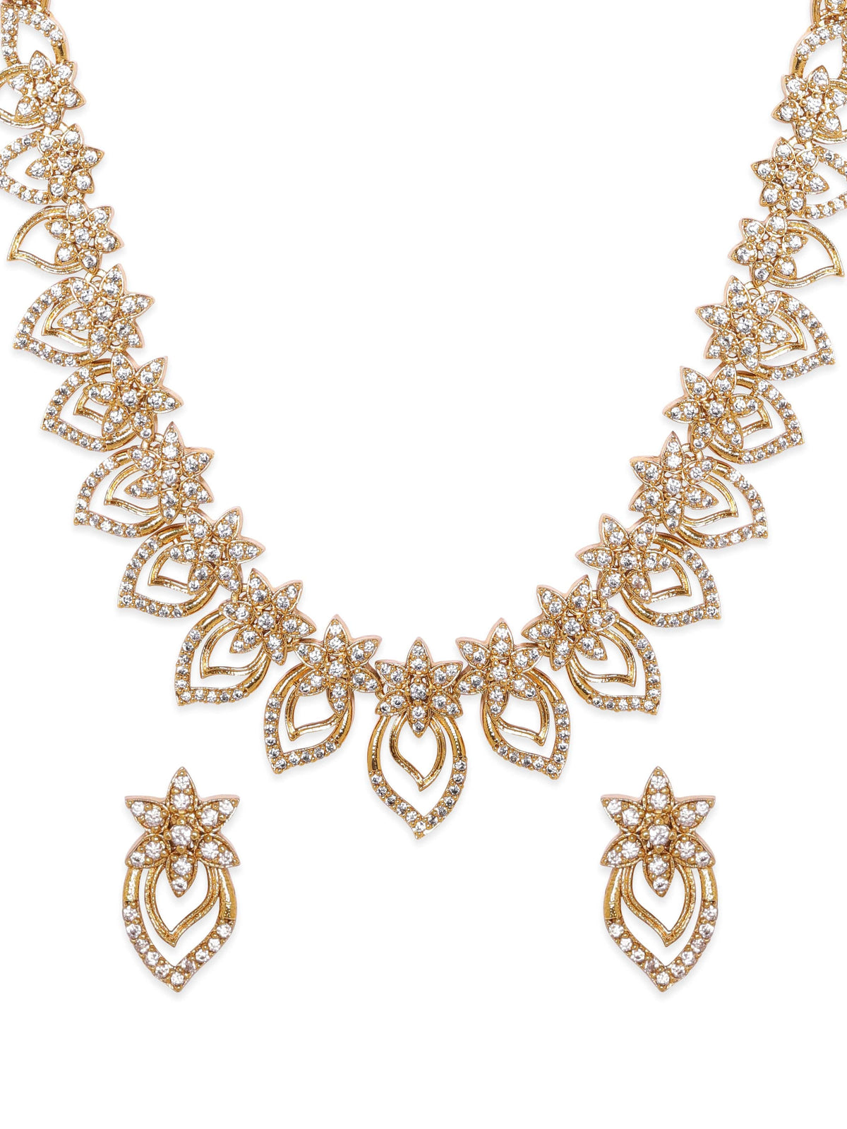 【Rubans】 22K Gold Plated Kemp Crystal Floral Necklace Set｜22K ゴールドメッキ ケンプクリスタル フローラル ネックレスセット