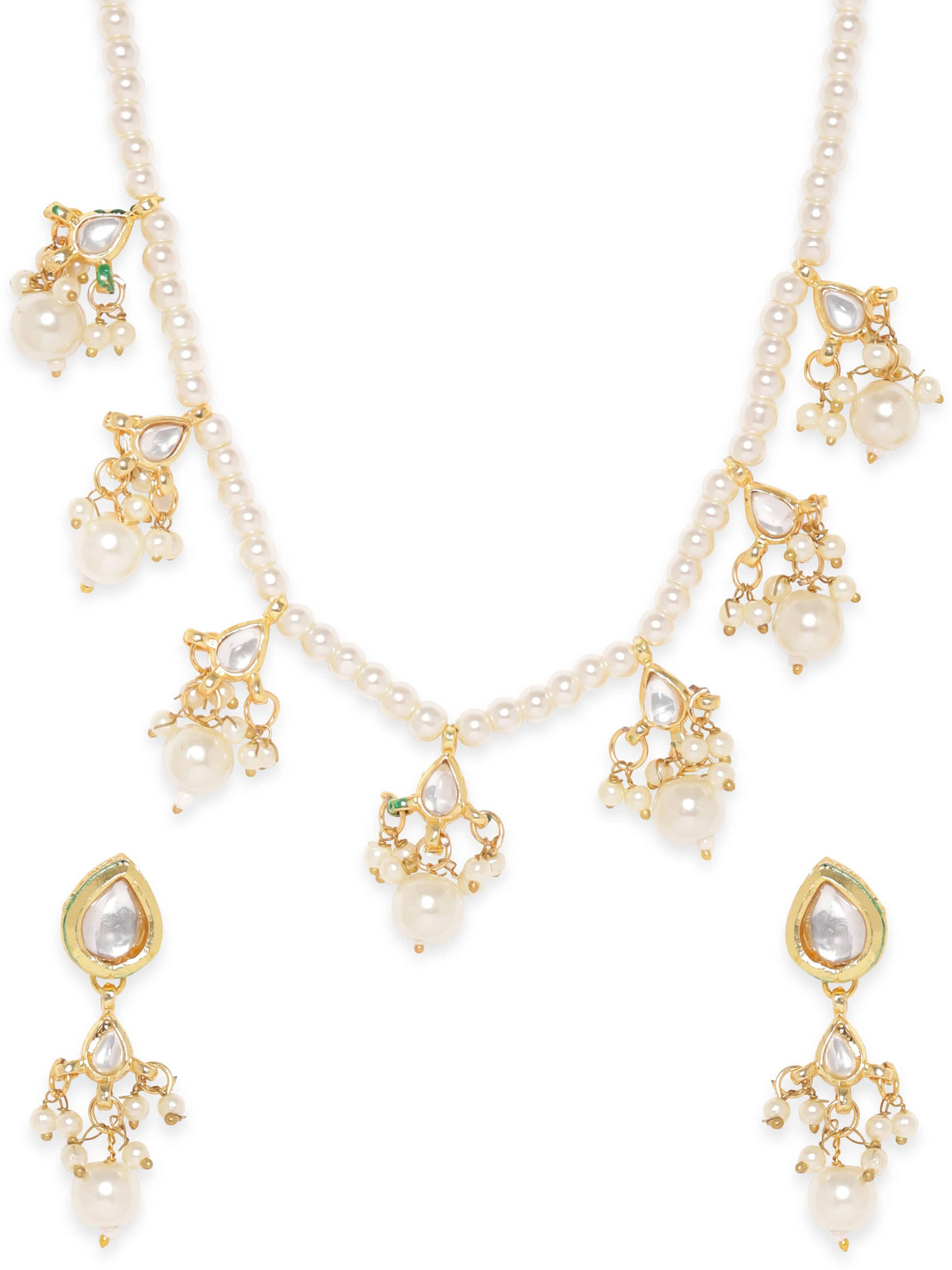 Chic Ivory Glow Pearl Necklace Set Gold