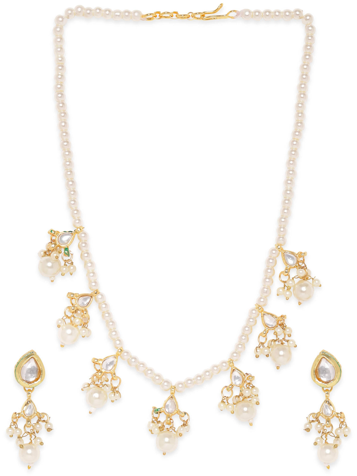 Chic Ivory Glow Pearl Necklace Set Gold