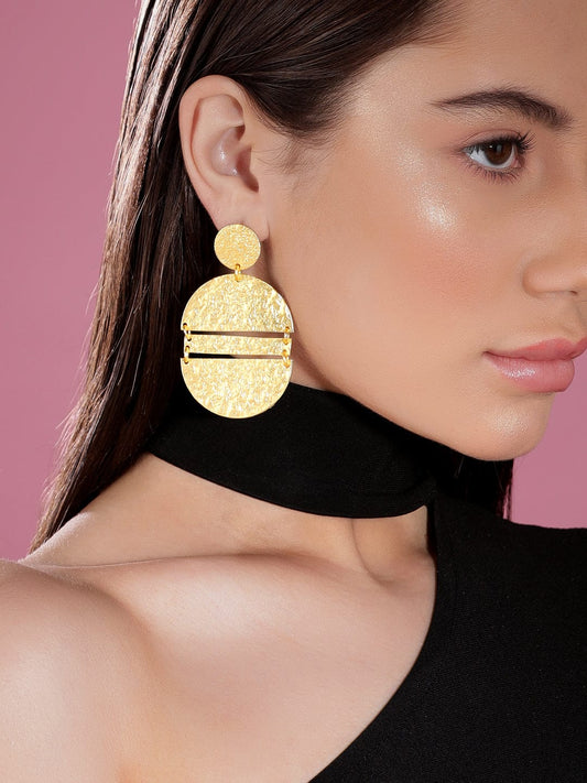 【Rubans】 Matt Gold Finish Circular Textured Earrings｜マットゴールド サークル テクスチャー イヤリング