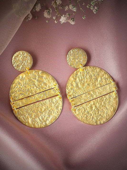 【Rubans】 Matt Gold Finish Circular Textured Earrings｜マットゴールド サークル テクスチャー イヤリング