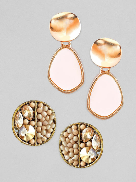 【Rubans】 Gold Toned Handcrafted Set of 2 Earrings｜ゴールドトーン ハンドクラフト イヤリング 2組セット｜Gold