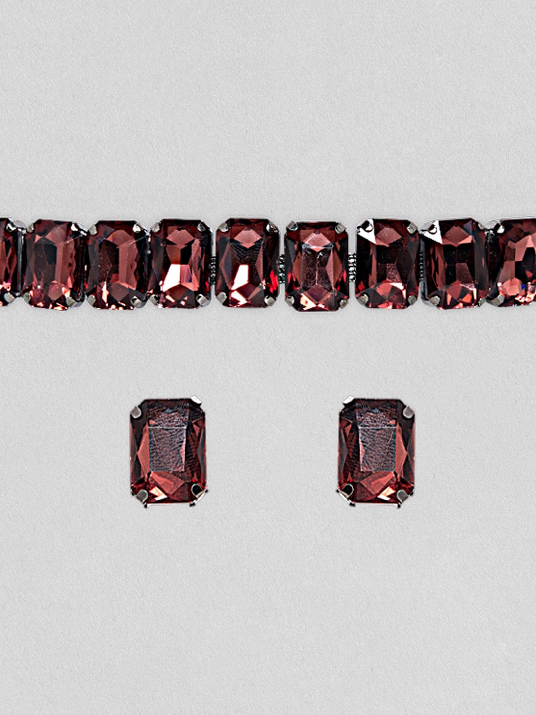 Red Crystal Party Choker Set Maroon