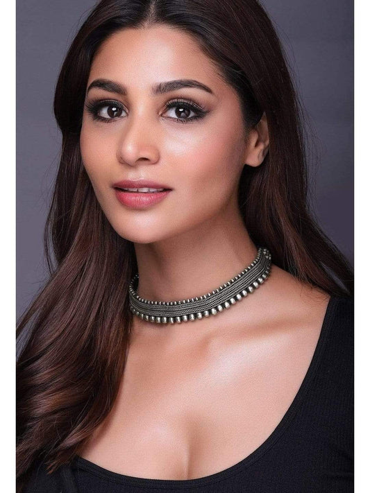 Rubans Oxidised Silver Plated  Choker Silver