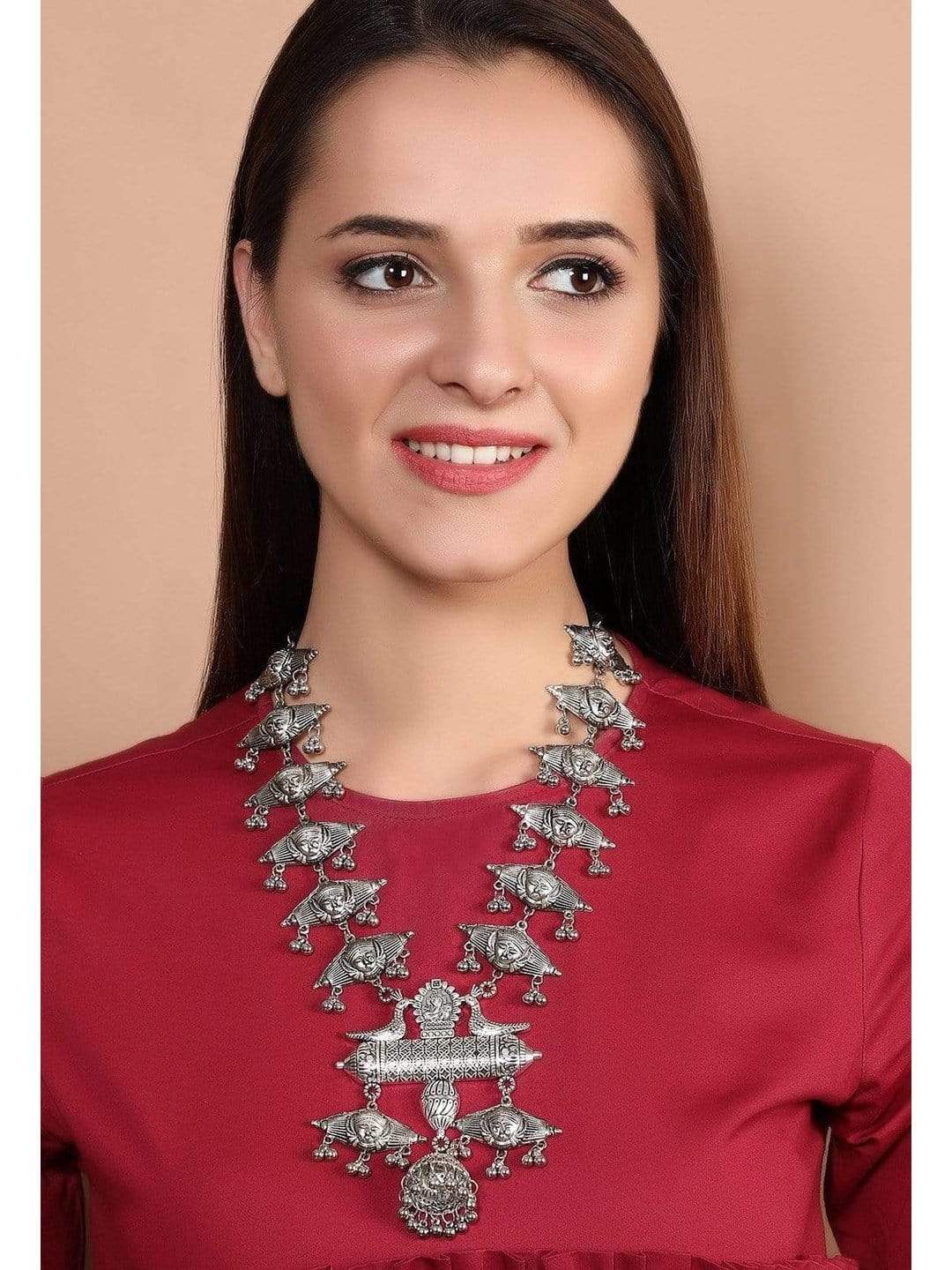 Rubans Oxidised Silver Plated  Necklace Silver