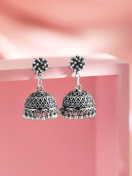 【Rubans】 Oxidised Silver-Plated Traditional Jhumka Earrings｜オキシダイズドシルバー トラディショナル ジュムカイヤリング
