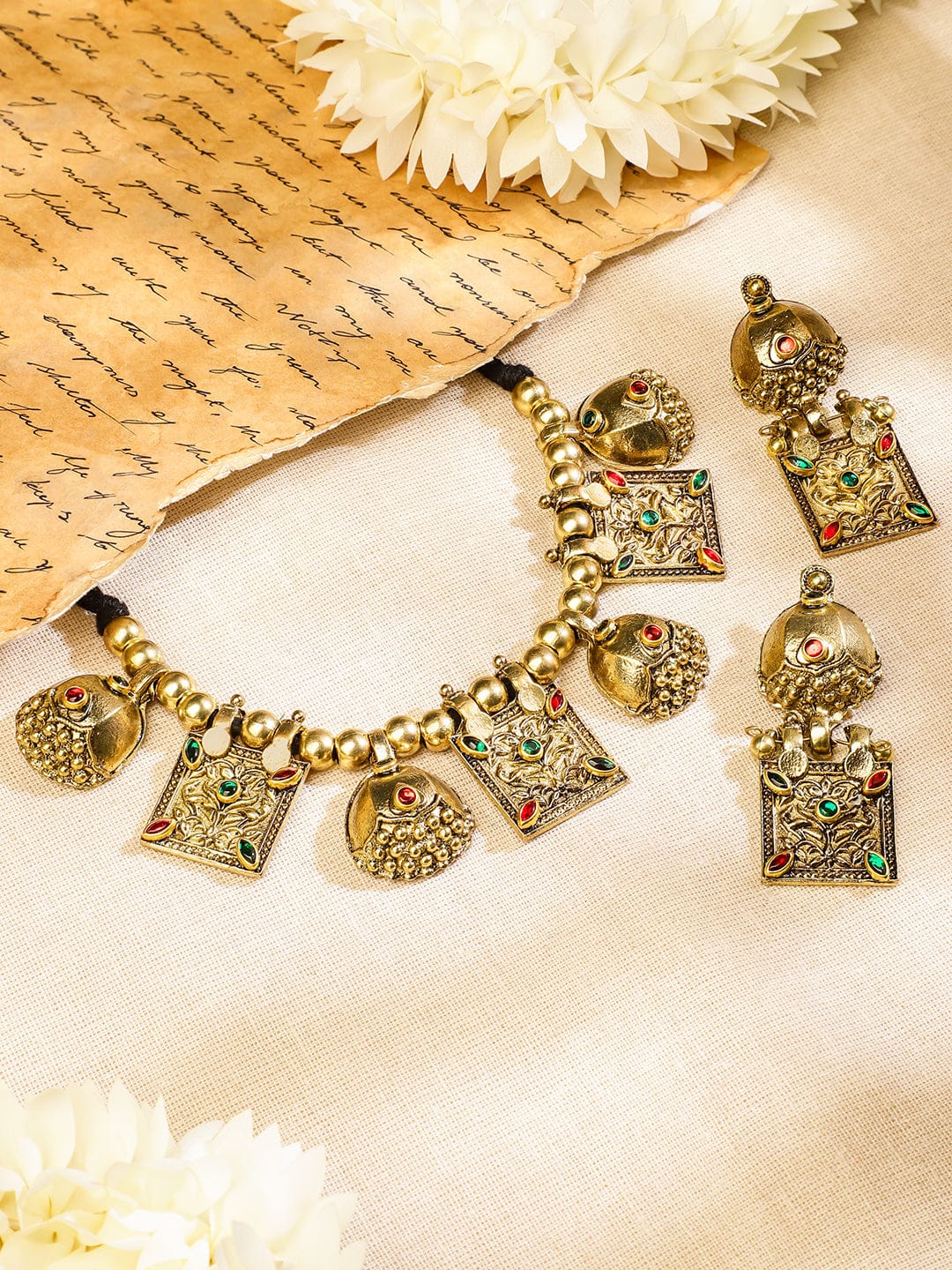 Tribal Magic Green & Red Necklace Set フリーサイズ