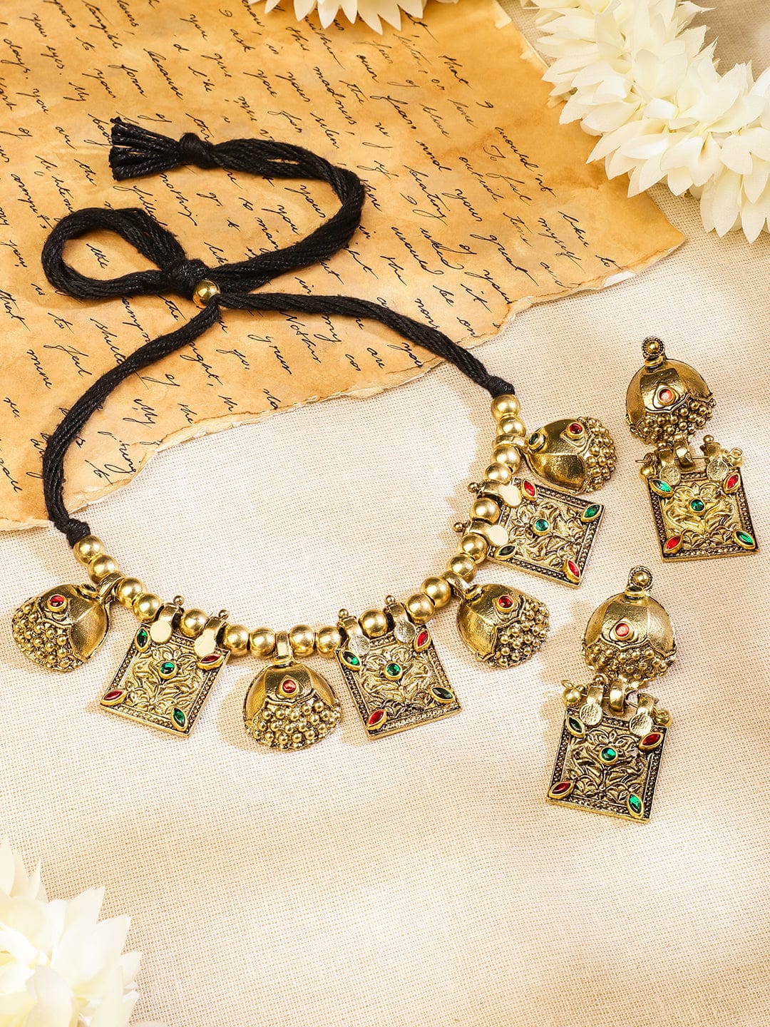 Tribal Magic Green & Red Necklace Set フリーサイズ