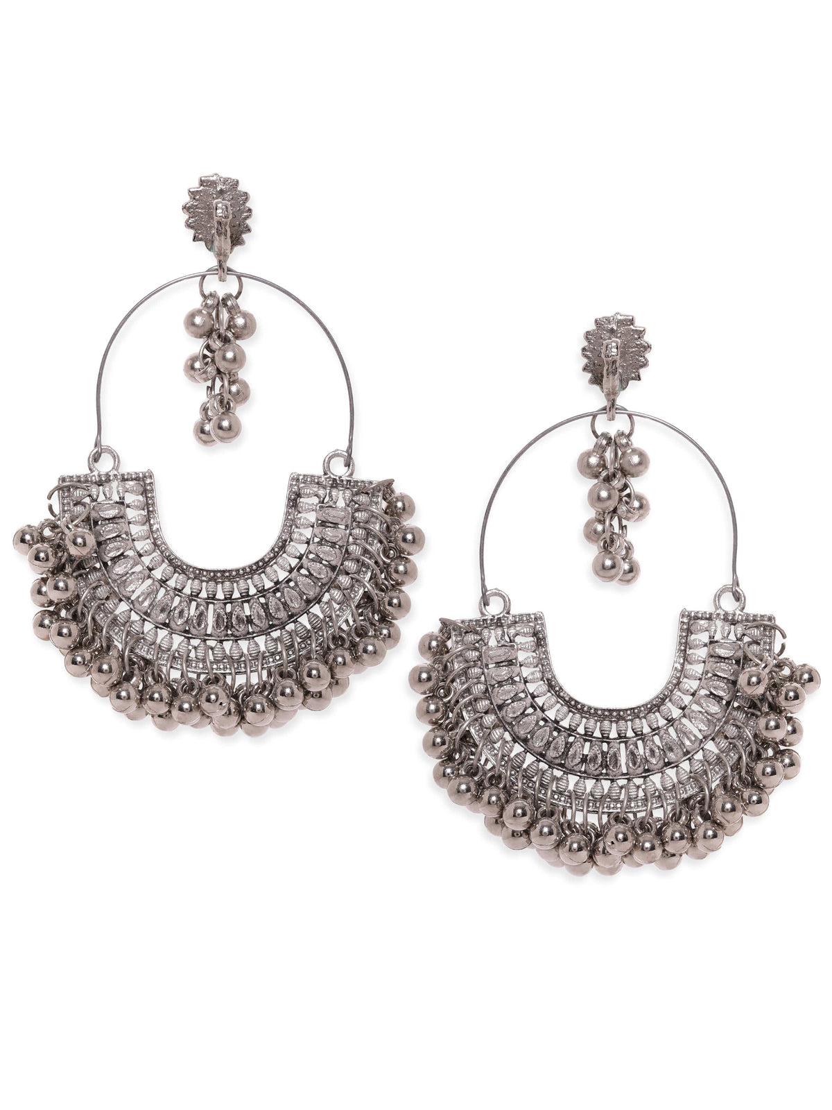 Glorified Chandbali Oxidised Jhumka Silver