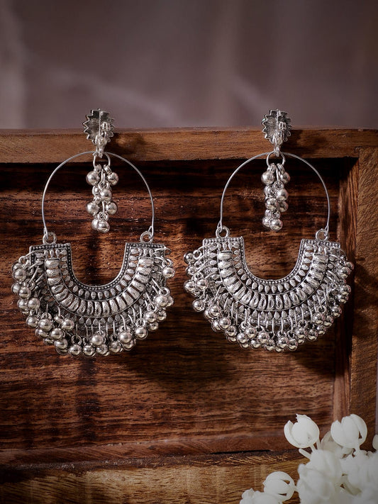 Glorified Chandbali Oxidised Jhumka Silver