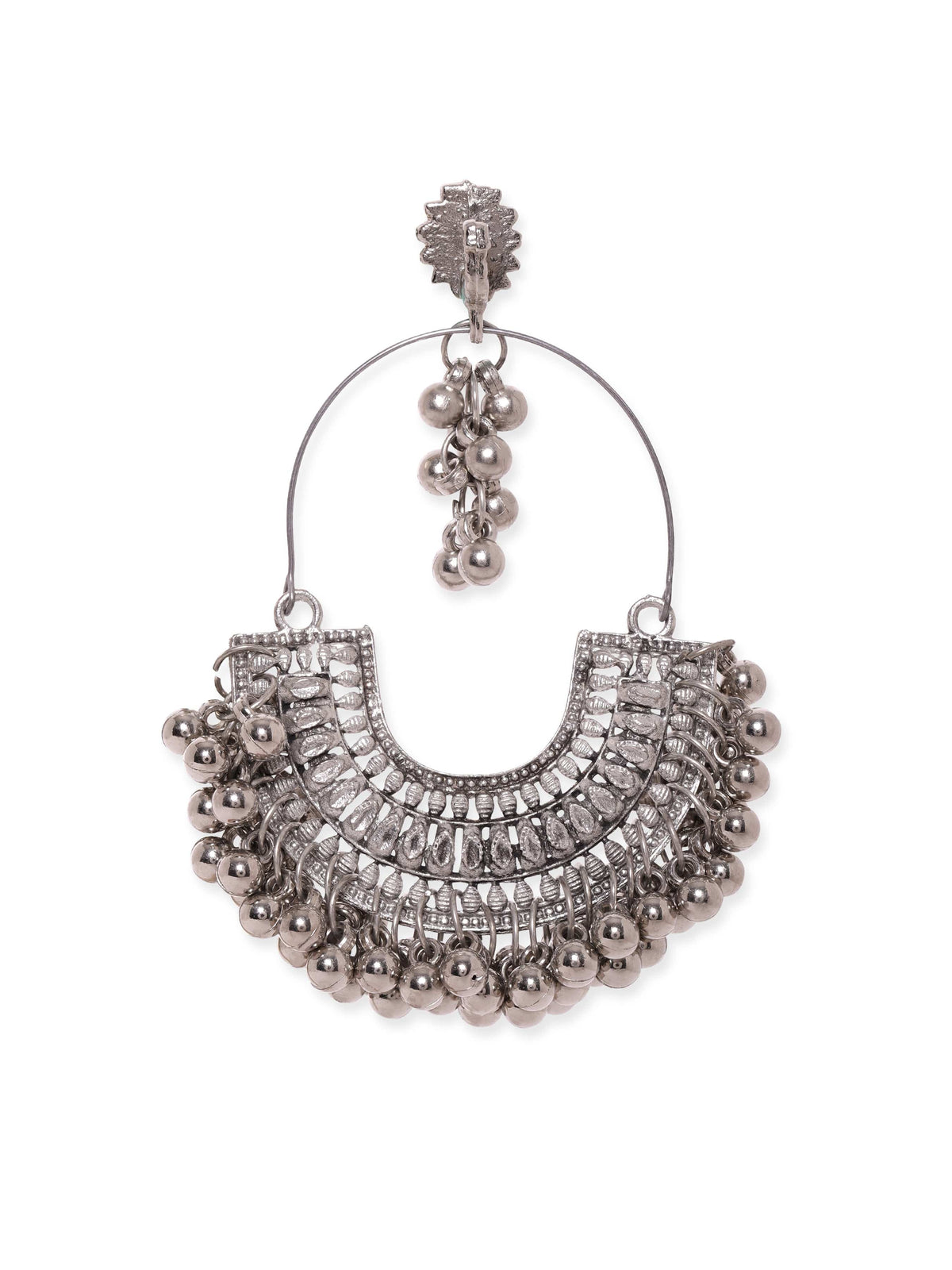 Glorified Chandbali Oxidised Jhumka Silver
