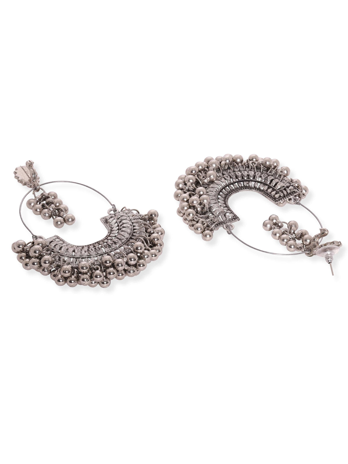 Glorified Chandbali Oxidised Jhumka Silver