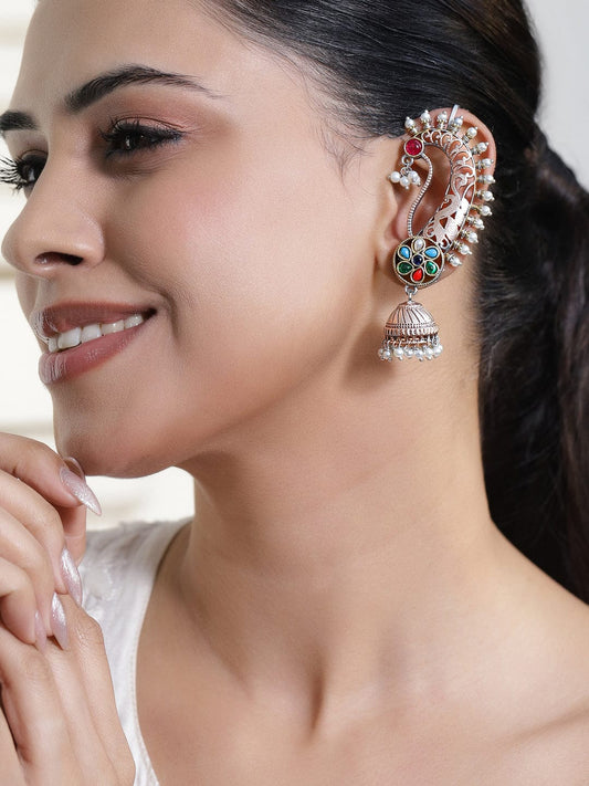 Oxidised Earcuff Jhumkas フリーサイズ