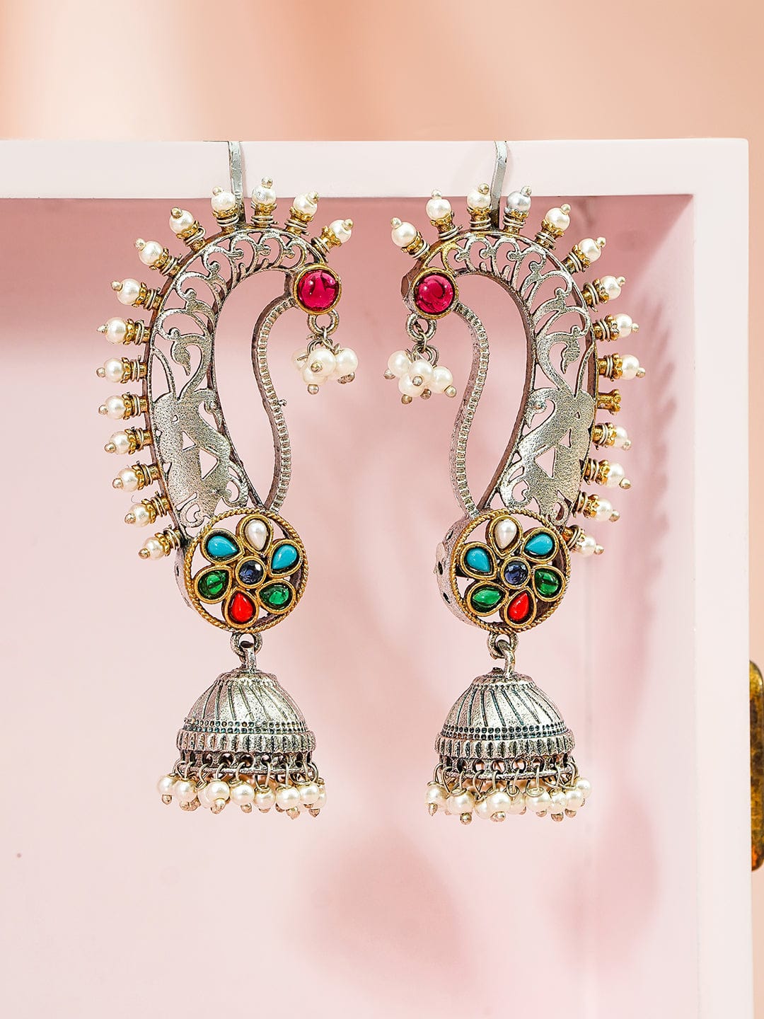 Oxidised Earcuff Jhumkas フリーサイズ